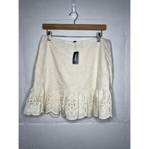 NEW Express Womens Ivory Eyelet Mini Skirt Size 10